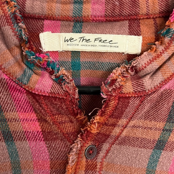 Free People ‘We The Free’ Summer Daydream Plaid Button Up Shirt Oversized M - Picture 4 of 5